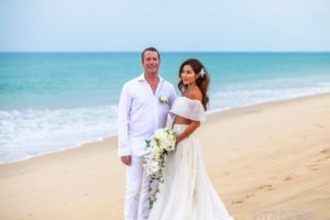 Benjama & Rory on the beach at their Phuket wedding - by Grandforest Phuket